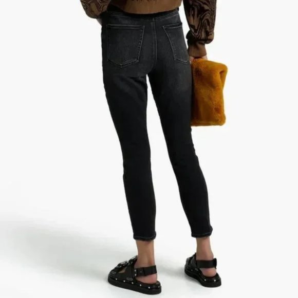 Good American "Good Waist Crop" distressed High Rise skinny Jeans - Picture 2 of 7